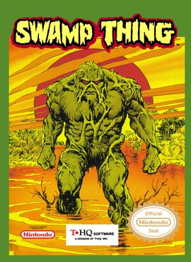 La misma imagen de Swampy pero esta vez es la portada del juego de NES.