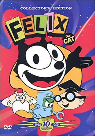 Portada del DVD recopilatorio de la serie de animación de los cincuneta de Felix el Gato en el que vemos el nuevo diseño y también a algunos de esos nuevos secundarios: El Profesor, Master Cylinder y Poindexter.