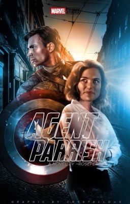 Imagen de Agent Parrish, arriva vemos el sello Marvel Studios. Debajo vemos a la Agente Parrish, parecida a la Agente Carter, al lado de un Capitán América que lleva el escudo pero va vestido de combatiente.