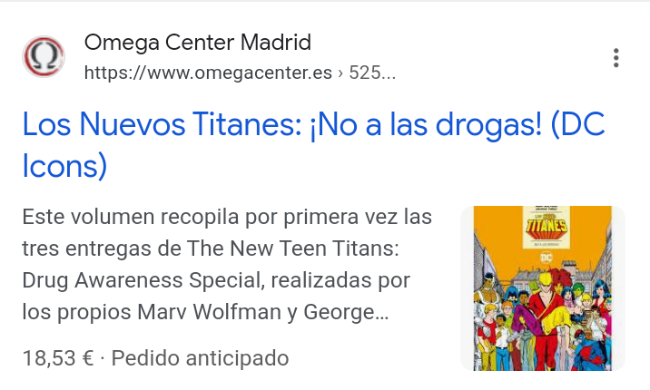 Imagen del resultado de la búsqueda de Los Nuevos Titanes: ¡No a las drogas! (DC Icons) por 19,50€ en la web de Omega Center.