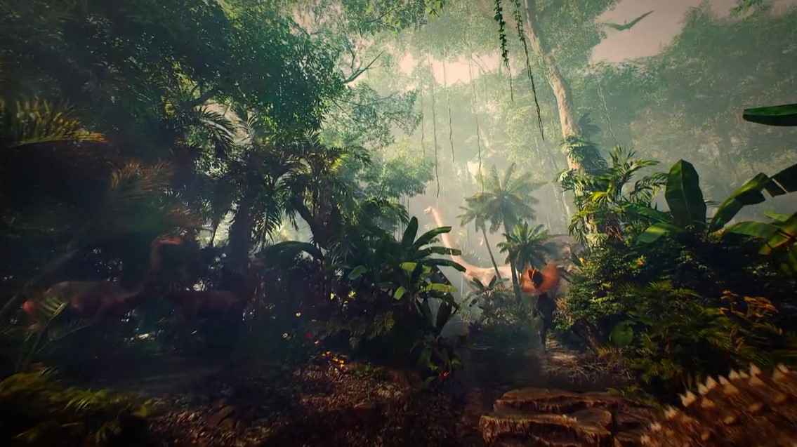 Una versión de la imagen con un paisaje y unos dinosaurios y esas cosas. Pero ahora parece un fondo de pantalla de windows.