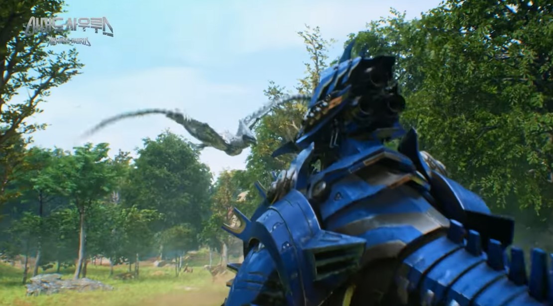 El triceratop armorizado se enfrenta al pteradobot.