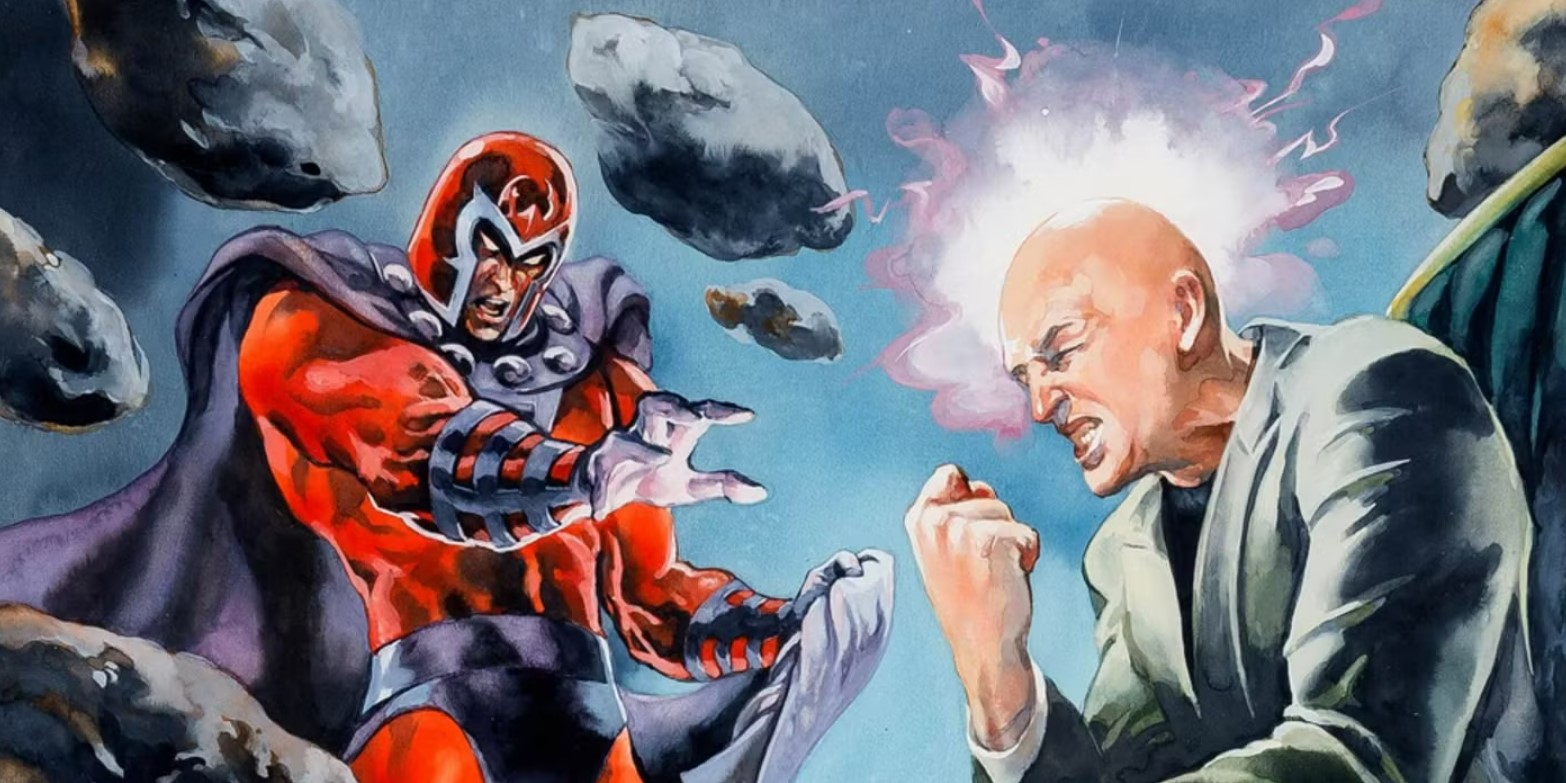 Imagen no tan lejana a la anterior en composición con Magneto usando sus poderes contra Charles Xavier. Eso sí, aquí no hay contacto físico porque ya tuvieron todo el que necesitaron en el pasado.
